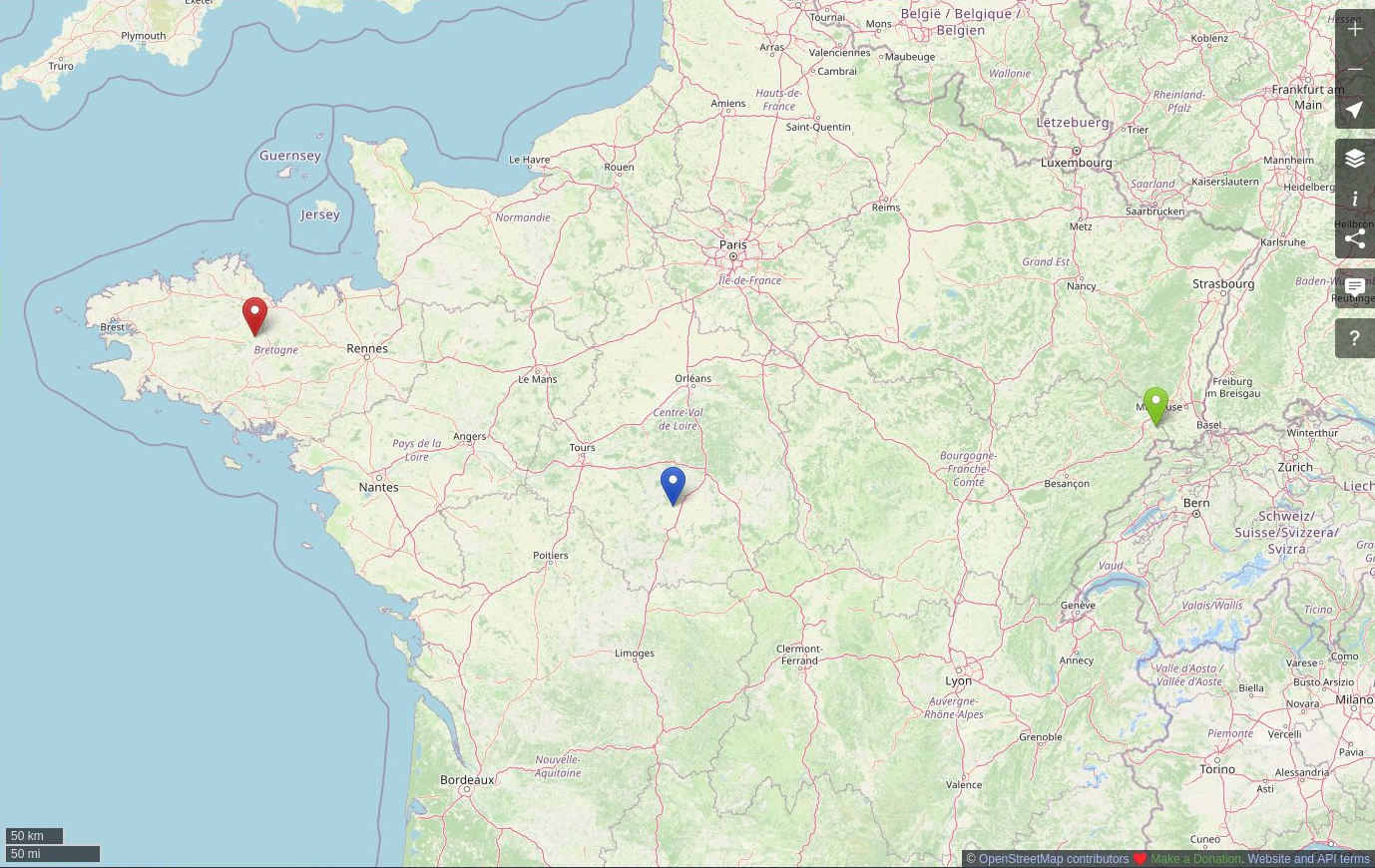 Carte des Projets d'Habitat Participatif Ouest
